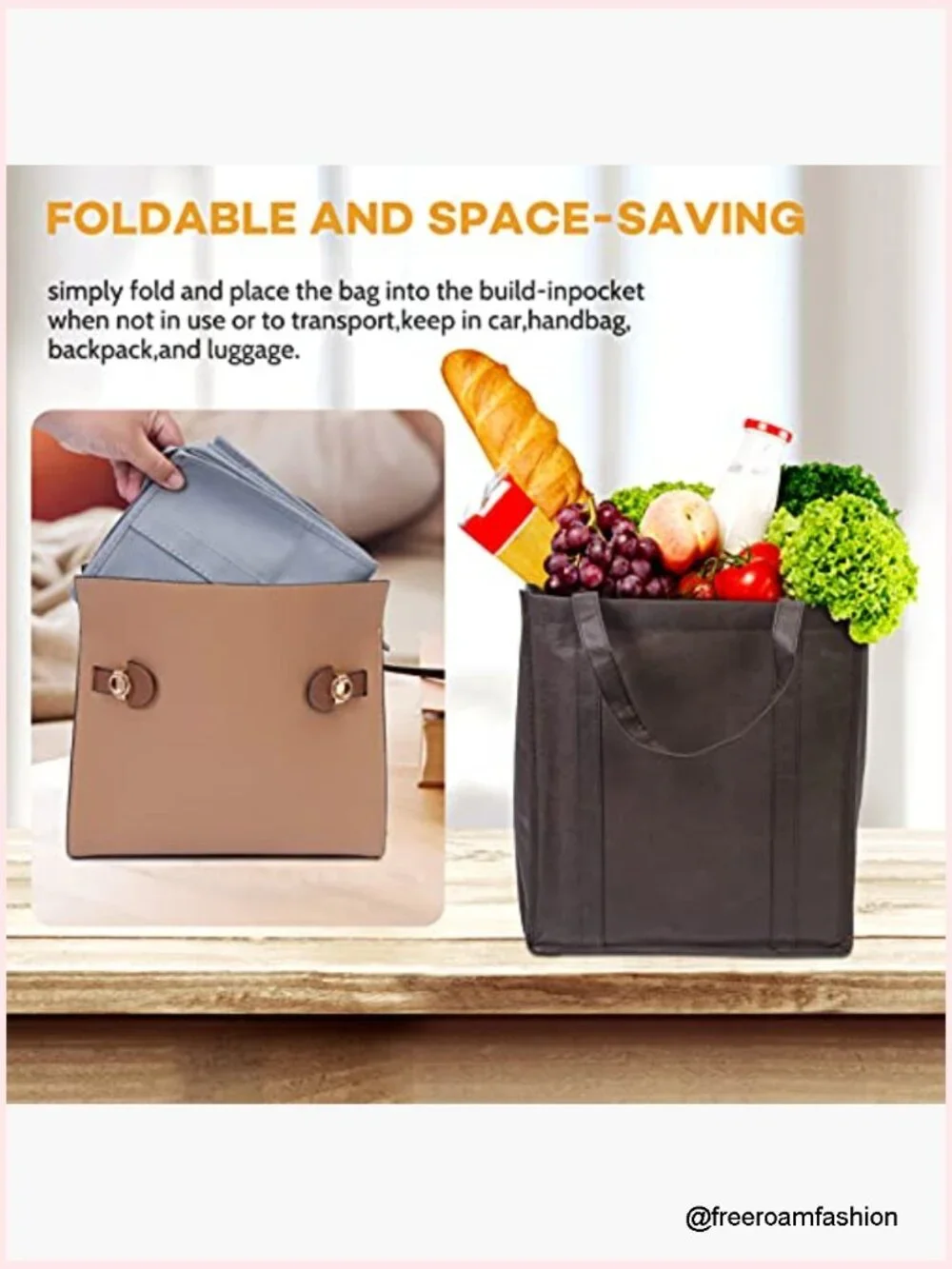 24-Pack Reusable Grocery Bags, Large Washable Foldable Shopping Bags, Heavy